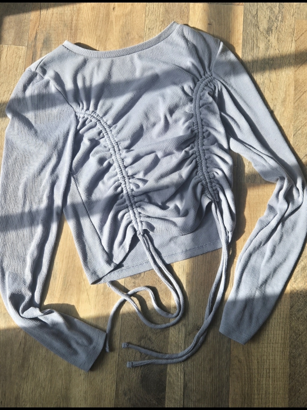 Active USA Lavender Long-Sleeve Ruched Drawstring Crop Top